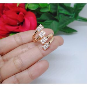 CINCIN EMAS 4 TINGKAT PERMATA KOTAK XUPING LAPIS RHODIUM / CINCIN EMAS WANITA MODEL TERBARU TITANIUM