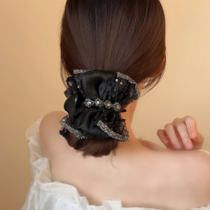 Elegant Sequin Tulle Butterfly Knot Hair Clip Fashionable Black Ballerina Updo Hair Accessories Luxury Sensation Hair Grips