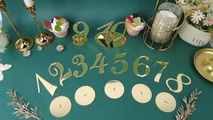 Yalikop Table Numbers Table Numbers for Wedding Reception Wedding Gold Wedding Table Numbers with Holder Elegant Mirror Table Numbers for Wedding Party Birthday Anniversary Event Catering (Gold)