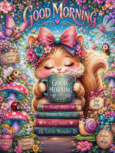 Huacan Full Square Round Diamond Painting Good Morning Fairy Tale Bear Diamond Mosaic Cartoon Animal Complete Kit Wall Decor