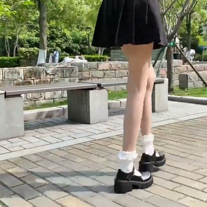 CINDERR  Lolita Classic/ Black Thick bottom SHoes Casual Students Wild Style JK Mary Janes(ADD 1 SIZE)
