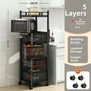 Rotatable Easy-Setup Multi-purpose Storage Rack for Kitchen