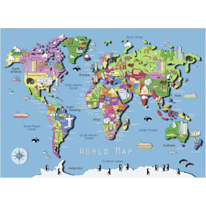 500/1000/1200/2000PCS World Map Characteristic Jigsaw Puzzles for Adults Home Decor Games Family Puzzles Educational Toys
