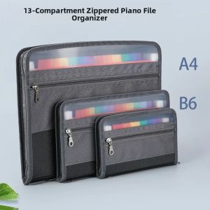 Large Capacity A4 Accordion File Folder with Double Zippers Office Document Storage Bag Exam Paper Organizer Business Supplies