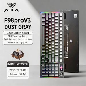 AULA | AULA F98 Pro V3 Mechanical Keyboard Custom RGB Backlight Wireless Bluetooth Gaming Keyboard Hifi Switch With Screen and Knob