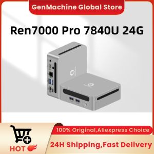 Genmachine | GenMachine AMD Ryzen 7 7840U Mini PC 2.5G LAN USB4 DDR5 24G 6400Mhz 5.1GHz 28W 8 Core 16 Thread Windows 11 WIFI6 Diy Gaming Pc