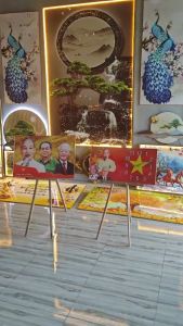 Tranh tưởng nhớ Bác Hồ Bác Giáp Bác Trọng trang trí lưu niệm treo phòng làm việc phòng khách...
