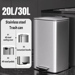 20L/30L stainless trash bin can with pedal for room bathroom kitchen garbage bin with cover big size garbage bin stainless