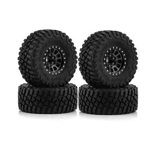CNC Metal 1.0" Beadlock Wheels Rims with Mud Tires for 1/24 RC Crawler Upgrade Parts for Axial SCX24 FCX24 Enduro24