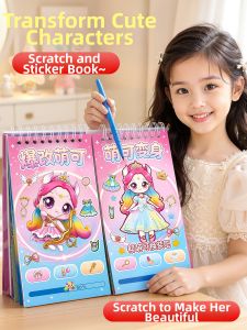 FENFA | Educational Scratch Art Princess Dress-Up Sticker Book