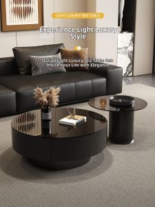 YIYOU | Modern Luxury Living Room Small Space Oval Tempered Glass Coffee Table Set