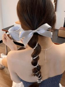 ริบบิ้นโทรศัพท์รูปผีเสื้อสำหรับผู้หญิง รุ่นใหม่ปี 2024 สายรัดผมแบบถักฟองทรงท่อเส้นโทรศัพท์ ทนทาน สไตล์เกาหลี ใหม่สด