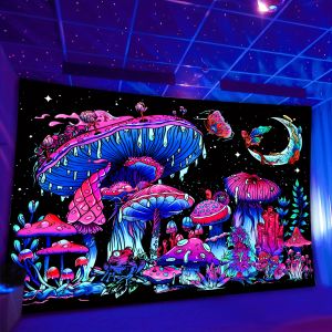 VIKAMA Neon Glow Rừng Huyền Bí Tấm Thảm Treo Tường Nghệ Thuật Cho Phòng Ngủ & Trang Trí Phòng Khách Polyester Đồ Nội Thất Gia Đình