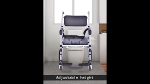 Shower Chair Foldable Height Adjustable Safety Commode Chair Wheelchair For Elderly