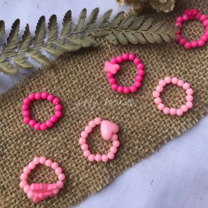 Cincin manik pink 1 set / manik kupu kupu / manik love / manik bunga / manik polos / cincin manik