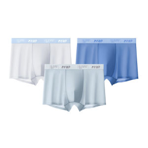 Crab Secret Ice Silk Mens Underwear Breathable Antibacterial Pure Cotton Crotch Comfortable Short Pants Sporty Style mid Waist