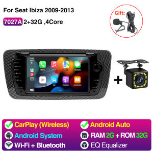 Grandnavi | 2din 7" Wireless CarPlay Android Auto Car Radio For Seat Ibiza 6j 2009 - 2013 4G WiFi Multimedia GPS Navigation Head Unit Stereo