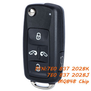 KEYECU 7E0837202BK 7E0837202BJ 433MHz MQB48 Remote Key Fob for Volkswagen Sharan Multivan Caravelle Transporter 5 Buttons