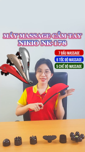 Máy Massage Cá Heo Mát Xa Cầm Tay Nikio NK-178 - Pin Sạc Tiện Lợi 6 Tốc Độ 5 Chế Độ Matxa 7 Đầu Massage Thay Đổi
