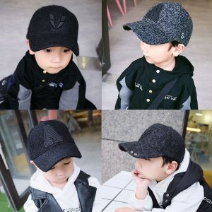Childrens Hat Mens Trendy Boys Baby Wool Peaked Cap Woolen Baseball Cap Korean Autumn and Winter New Parent-Child Hat