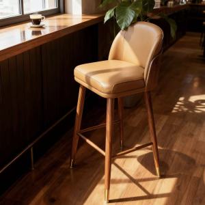 Italian Luxury Wooden Bar Chairs High Table Stool Coffee Shop Design Home Use Island Desk Chair Vintage Style No Assembly Required
