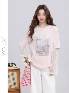 YOUXIANG | Áo Blouse Chống Nắng Kiểu Dây Ren Cổ Điển