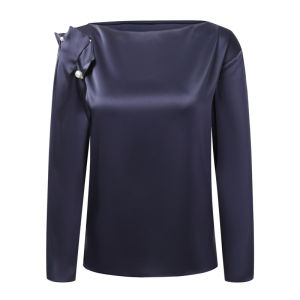 Summer Commuter Styling Dark Blue Acetate Blouse