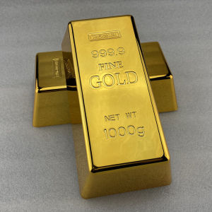 Large Artificial Electroplated Plastic Gold Brick Door Stop Photography Prop Decoration Decorative Gold Block Fake Gold Bar Sample Model