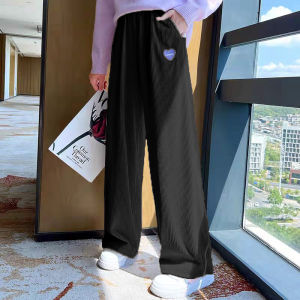 Dopamine Style Girls Summer Wide Leg Pants Ice Silk Thin Loose Fit Childrens Clothing Elastic Waist Long Pants Breathable