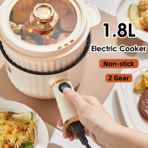 [COD] 1.8L Electric Cooker Multi-function Small Cooker With Steamer 600W Electric Frying Pan Non Stick Cooking 2 in 1 Electric Pot