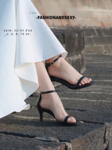 รองเท้า Mamani Size 41-43 รองเท้าแตะส้นสูง หัวเข็มขัดบาง หลากหลาย ใหม่ ฤดูร้อน เรียบหรู รองเท้าแตะ หนัง ยาง กันลื่น พื้นรองเท้า