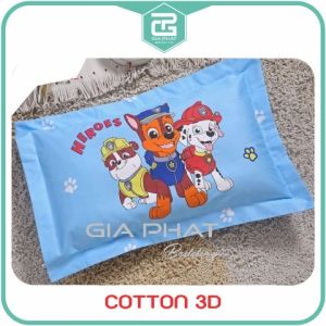 Vỏ Gối cho bé 2-10 tuổi Cotton hàn 3D hoạt tiết sinh động Ruột gối mềm mát giúp bé ngủ ngon Kích Thước 30x50cm