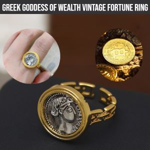 Greek Goddess Of Wealth Vintage Fortune Ring Good Luck Fortune Adjustable Ring 18k Gold Classic Retro