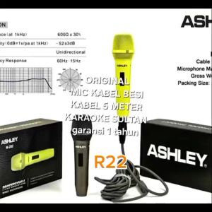 R22 ORIGINAL MIC KABEL SULTAN ASHLEY ASLEY MIK MIKROPHONE SWITCH KING POP CABLE CABEL ON OFF FULL BE