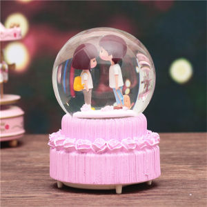 Creative Crystal Ball Music Box Glowing Valentines Day Gift for Girls Friend Birthday Present Childrens Day Unique Decoration