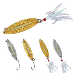 WEIHE 2.5g to 20g Metal Fishing Lures Spoon Sequins Bass Artificial Hard Bait Fishing Tackle with Treble Hook Gold Silver