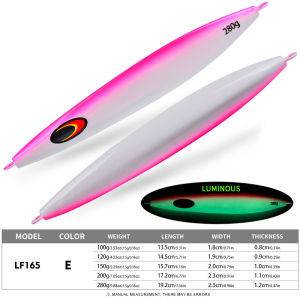 100g-280g Luminous Effect Jigging Sinking Metal Slow Jig Lure Iron Plate Fishing Hard Lure Fishing Baits Trolling Tackle FTK
