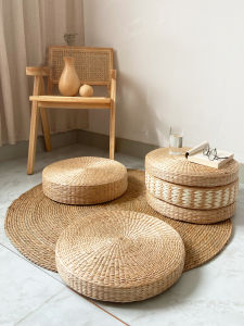 Thảm Chiếu Nhật Bản Dày Dặn Ghế Ngồi Tròn Thủ Công Thảm Cửa Sổ Thảm Trà Đệm Thiền Ghế Sofa Bằng Vải Nỉ Màu Trơn