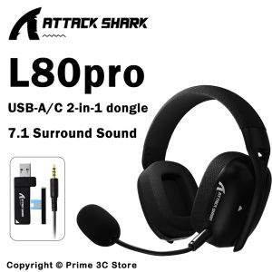 ATTACK SHARK | ATTACK SHARK L80PRO Wireless Gaming Headset 2.4G/BT/Wired Ultra-Light 40mm Drivers Low Latency Headphone for PC PS5 Switch Xbox