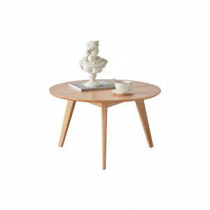 YUANSHI YUANSU | Modern Minimalist Circular Rock Panel Oak Solid Wood Tea Table