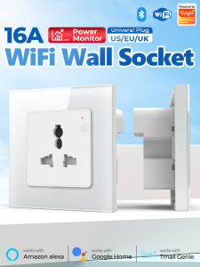SMATRUL Tuya Wifi Smart Socket Plug Power Monitor 16A WiFi Wall Socket for Home Automation Tuya Smart Life APP Remote for Alexa Google home Voice Control