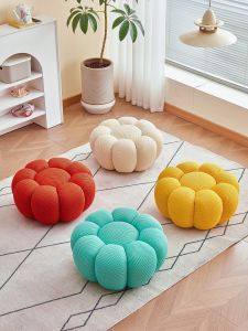 Modern Minimalist Sofa Footrest Pumpkin Shaped Leg Rest 3D Fabric Living Room Adult Leather Footstool Home Furniture