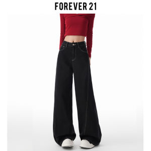 Forever 21 American Design High Waist Straight Leg Denim Jeans Womens Vintage Black Loose Wide Leg Pants Casual Style