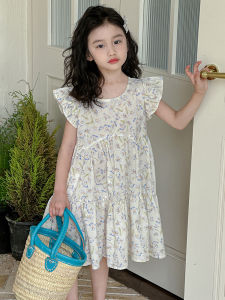 Cotton Summer Dress for Girls Lightweight Floral Print Princess Skirt Baby Summer Outfit Ballet Bear Brand Childrens Clothing