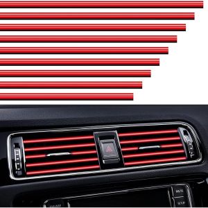 10Pcs Colorful Car Vent Grille DIY Auto Interior Air Conditioner Outlet Chrome Decoration Strip Automobile Styling Decor