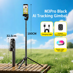 Aochuan | AOCHUAN Gimbal Stabilizer Al Tracking Bounce Type Phone Tripod Stand Built-in 180cm Extension Rod with Fill Light for Shooting