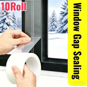 10Rolls Winter Door Window Seal Tape Clear PE Material 8m Roll Tear Resistant No Residue for Sink Stove Gap Draft Protection