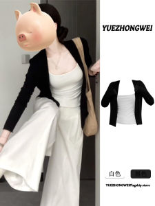 Black Short Ice Silk Sun Protection Knitted Cardigan Womens Summer Thin Strap Outerwear Air Conditioning Shirt Shawl Top