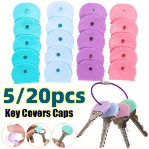 5-20PCS Multicolor Silicone Keys Cap Covers Color-Coded Keychain Tags Set Universal Protection Cover for Easy Identify Door Keys