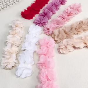Pink Baby Flower Headband Pink Chiffon Hair Bands Handmade DIY Headwear Hair Accessories for Kids Children Newborn Toddler